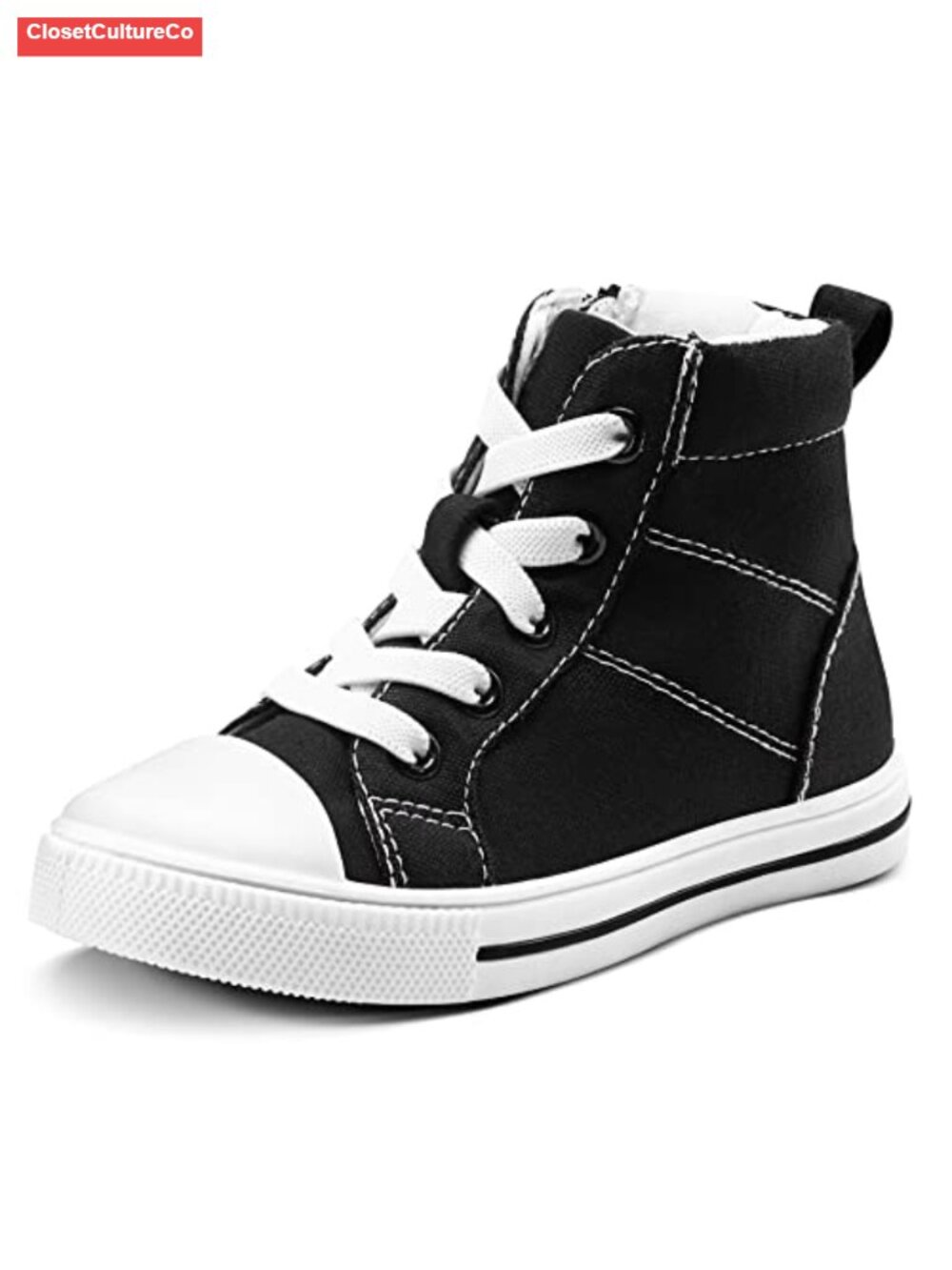 Toddler High Top Sneakers Kids Canvas Zip Lace Up Shoes Boys Girls